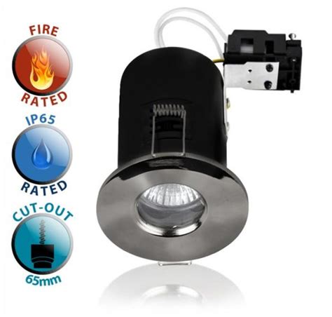 Fire Rated IP65 Bathroom GU10 Recessed Downlight Black Chrome