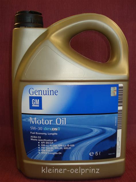 GM Genuine Motor Oil 5W30 Dexos 2 Fuel Economy Longlife Je 5 Ltr