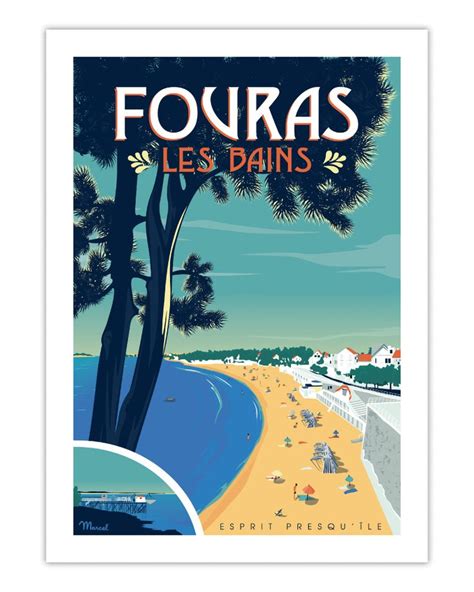 Affiche 50x70 Marcel Fouras Les Bains Esprit Presquîle Taille 30 X