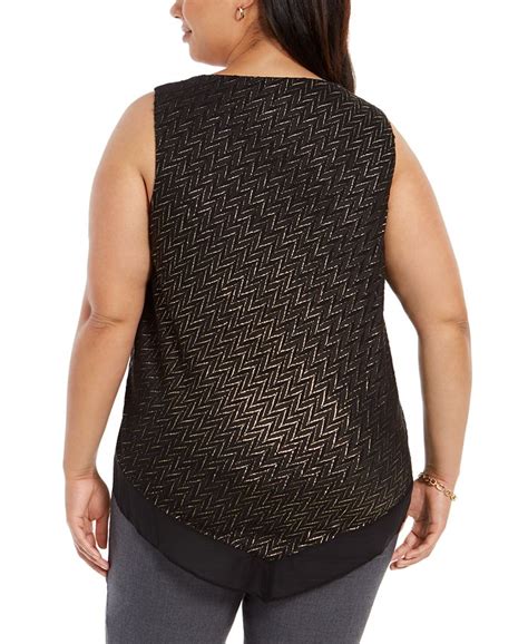 Alfani Plus Size Metallic Threaded V Hem Top Created For Macys Macys