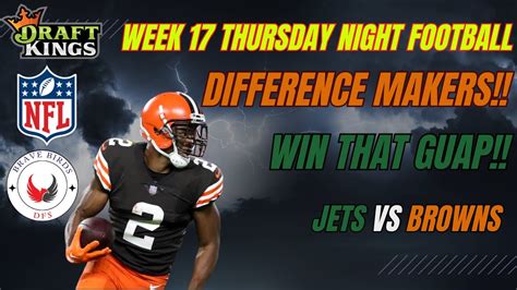 Jets Vs Browns Thursday Night Football Draftkings Showdown Thought