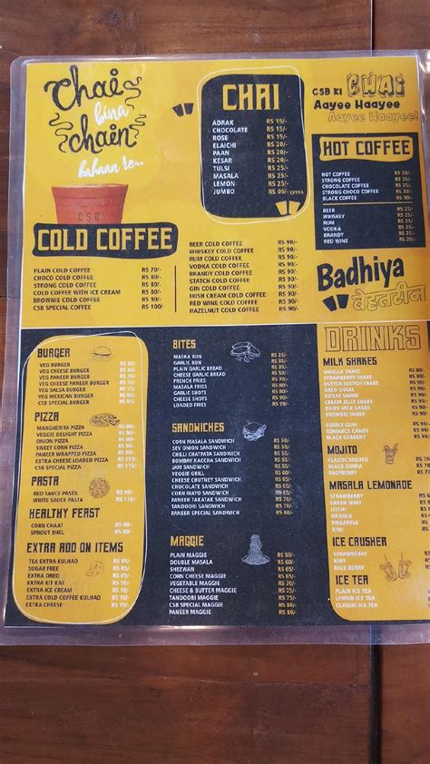 Menu At Chai Sutta Bar Phaphamau