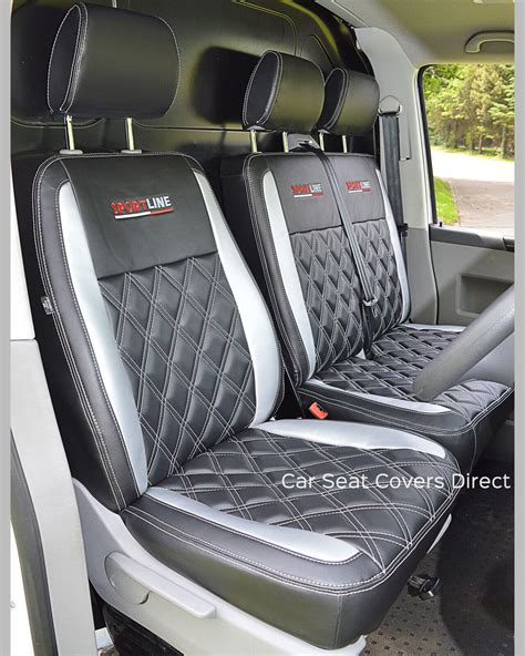 VW Transporter T6 Tailored Genuine Fit Van Seat Covers Black Silver