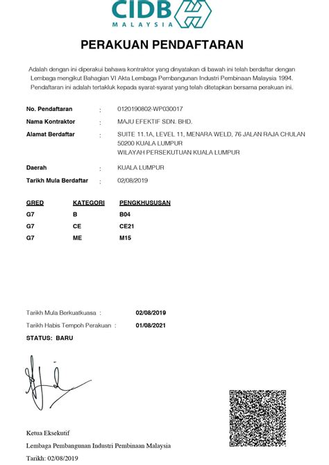 Sijil Ppk Cidb G7 Hkt Holdings Sdn Bhd