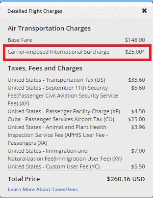 Delta Fuel Surcharge has been added to flight to Cuba