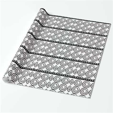 Black Swirls And Stripes Wrapping Paper Zazzle