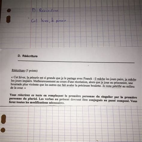 Bonjour Je Suis En Me Et Je Nai Pas Compris Ce Devoir De Fran Ais