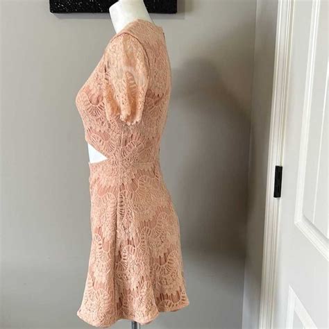 Stylestalker Maya Lace Cut Out Mini Dress Nude Gem