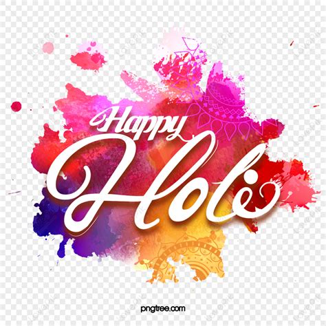 Holi Celebration Holiday Happy Holi Typography PNG Hd Transparent Image