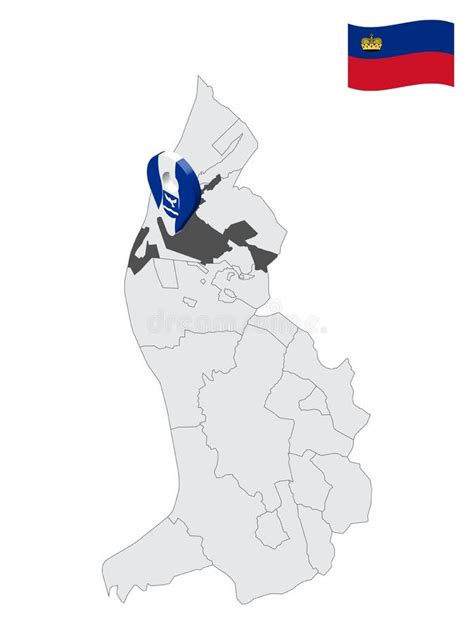 Location of Eschen on Map Liechtenstein. 3d Location Sign Similar To the Flag of Eschen Stock ...