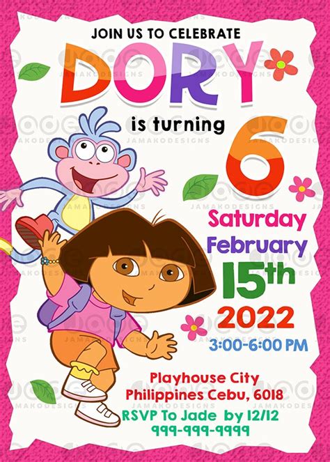 Dora The Explorer Birthday Invitation Design