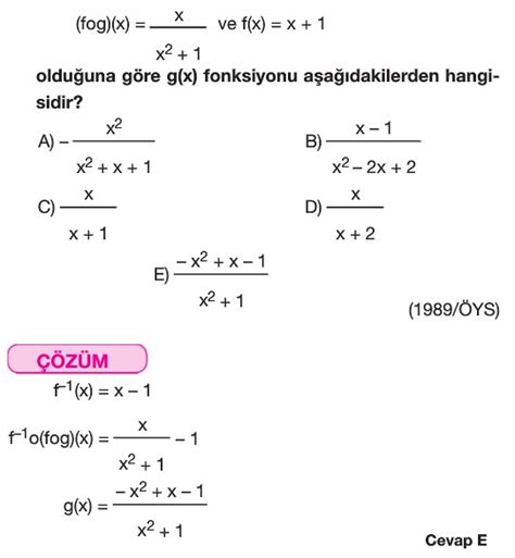 Bir Fonksiyonun Tersi Nasıl Alınır konu anlatımı Çözümlü Sorular 10 sınıf