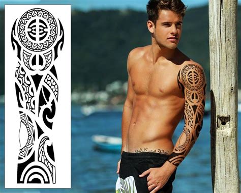 Maori Ta Moko Temporary Tattoo Sleeve Polynesian Tribal Etsy