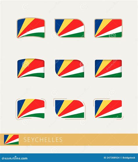 Vector Flags Of Seychelles Collection Of Seychelles Flags Stock Vector