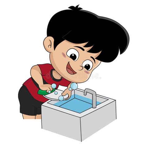 Kids Washing Dishes Clipart