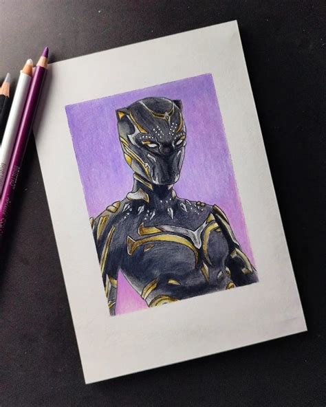 black Panther drawing with coloured pencils : r/marvelstudios