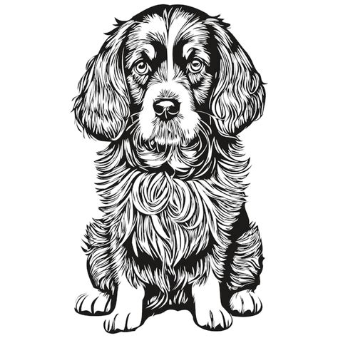 Spaniel english cocker perro contorno lápiz dibujo ilustraciones ...