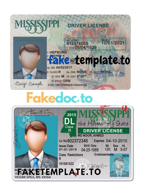 Mississippi Driver License Psd Template Multi Version Faketemplate Cc