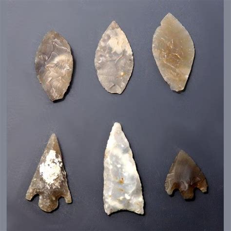 Six Neolithic To Bronze Age Flint Arrowheads. UK Found - Den of Antiquity