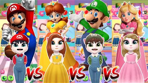 My Talking Angela 2 Mario Bro Vs Princess Daisy Vs Luigi Vs Princess