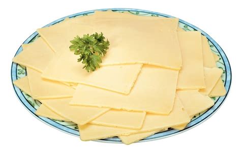 Yellow Sliced American Cheese with Garnish on Decorative Plate - Prepared Food Photos, Inc.