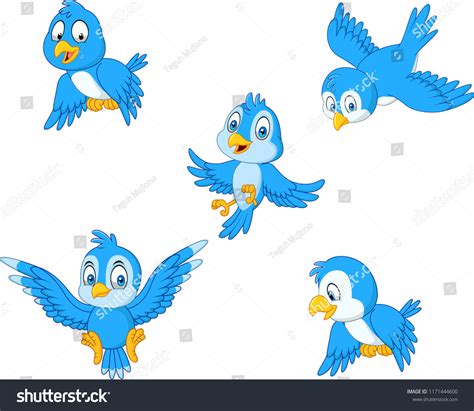 Cartoon Blue Bird Flying