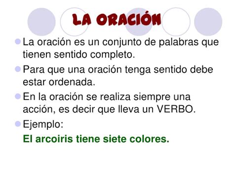 Lenguaje Tercera actividad La oración y sus partes