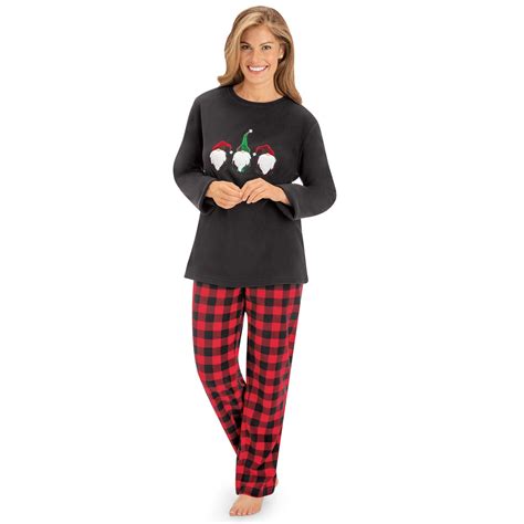 Buffalo Plaid Gnome Trio 2 Piece Pajama Set Collections Etc