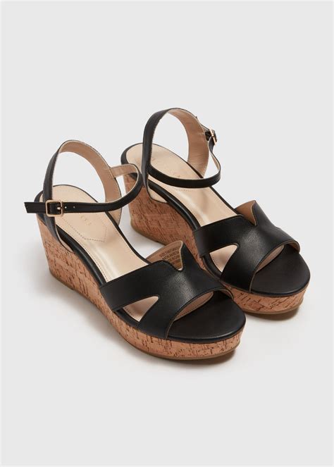 Black Jute Cork Wedges - Matalan