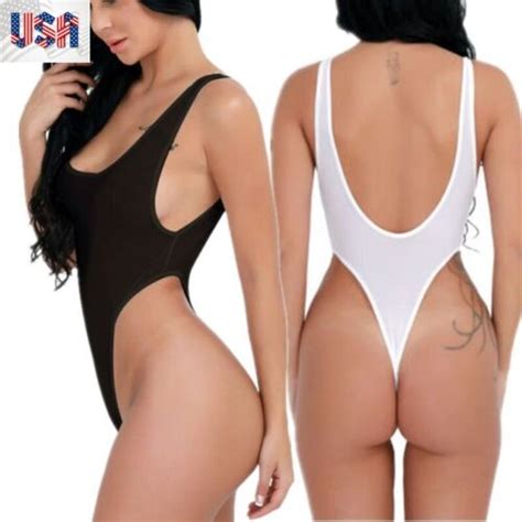Women Sheer Lingerie High Cut Leotard Tops Bodysuit Thong Monokini Swimwear Ebay