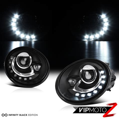 1998 2005 Volkswagen Vw New Beetle Led Drl Black Projector Headlights Assembly Ebay