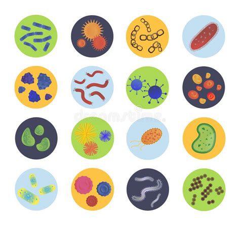 Bacteria Virus Vector Icons Set Stock Vector Illustration Of Cell