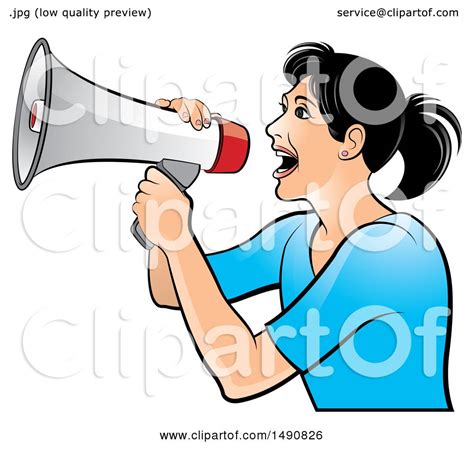 Clipart of a Woman Using a Megaphone - Royalty Free Vector Illustration ...