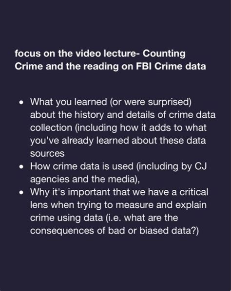 Focus On The Video Lecture Counting Crime And The Chegg