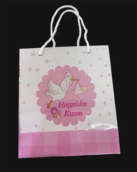 Подарочная картонная сумка с принтом «Добро пожаловать девочка», 14x17 ...