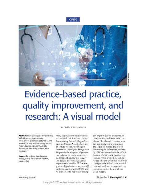 NUR 2022: Evidence-Based Practice, Quality Improvement & Research Model