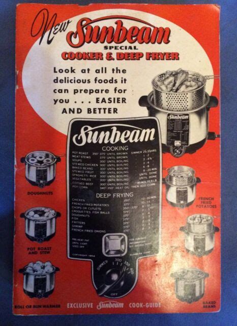 1952 Sunbeam Cooker And Deep Fryer Manual And Recipes Great Condition Ebay