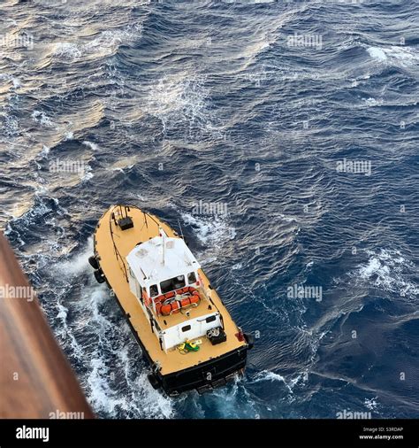 March 2022 Pilot Boat Approaching The Carnival Conquest Cruise Ship