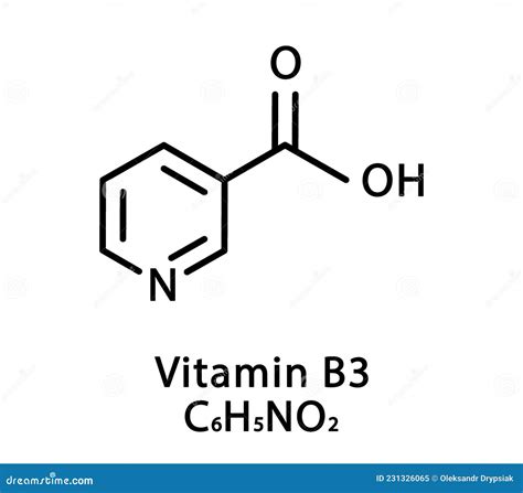 Niacin Molecular Formula Vector Illustration Nicotinic Acid Skeletal