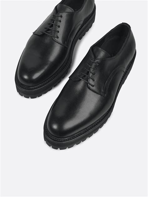 Chunky Derby Shoes In Black Leather Tarmor