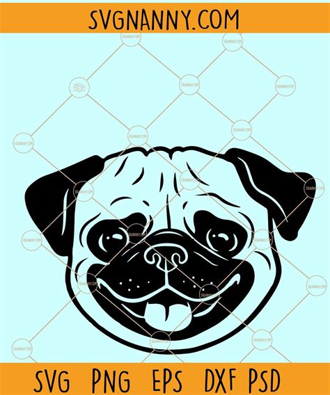 Cute Pug Face Svg Pug Dog Svg Pug Face Svg Pug Svg Dog Face Svg