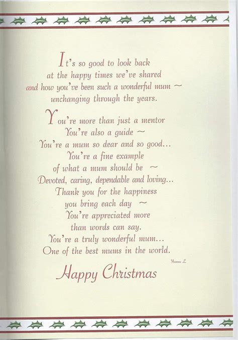 Special Mum Christmas Card With Sentimental Verse Collect Cards