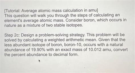 Solved [Tutorial: Average atomic mass calculation in amu] | Chegg.com