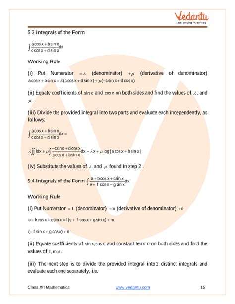 Cbse Class Mathematics Chapter Integrals Revision Notes