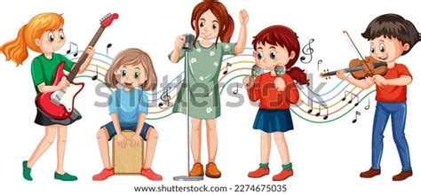 Kids Music Band Cartoon Character Illustration Stock Vector (Royalty ...