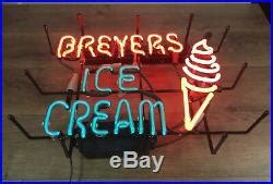 Vintage BREYERS ICE CREAM Neon Sign Wall Mount Or Window Mount