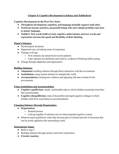 Developmental Psych Notes Chapter Chapter Cognitive Development