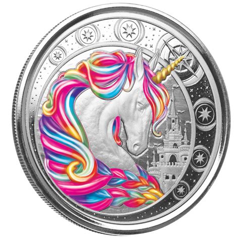 Ghana Unicorn Blossom Kolorowany 1 Uncja Srebra 2023 Proof Moneta W