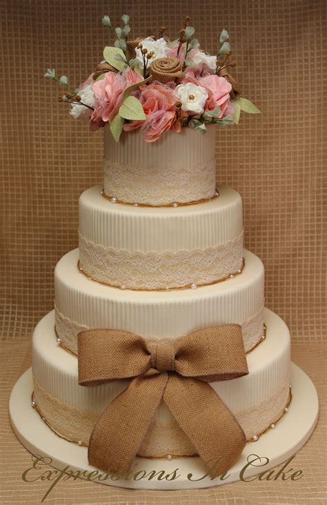 Pin By Mary Ann Brooks On Burlap Lace Country Wedding Cakes