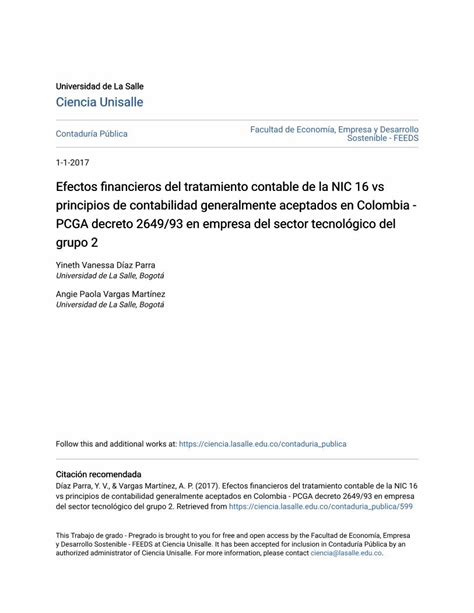 PDF Efectos Financieros Del Tratamiento Contable De La NIC 16